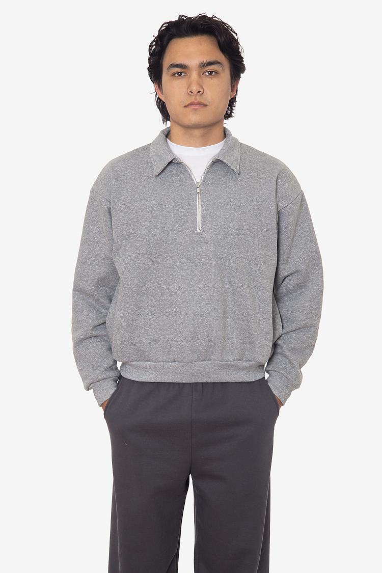 Half Zip Collared Pullover Heather Grey